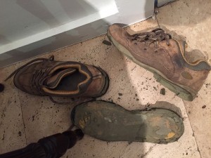 Why we pack backups: disintegrated boots. 